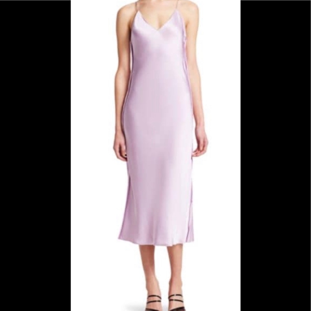 Raw Detail Satin Slip Dress